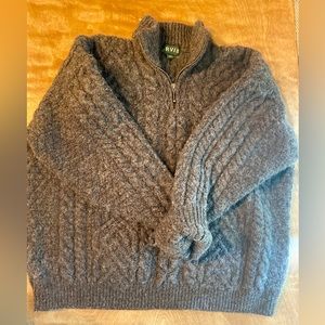 Dark grey XL 100% wool made in Ireland Orvis quarter zip sweater